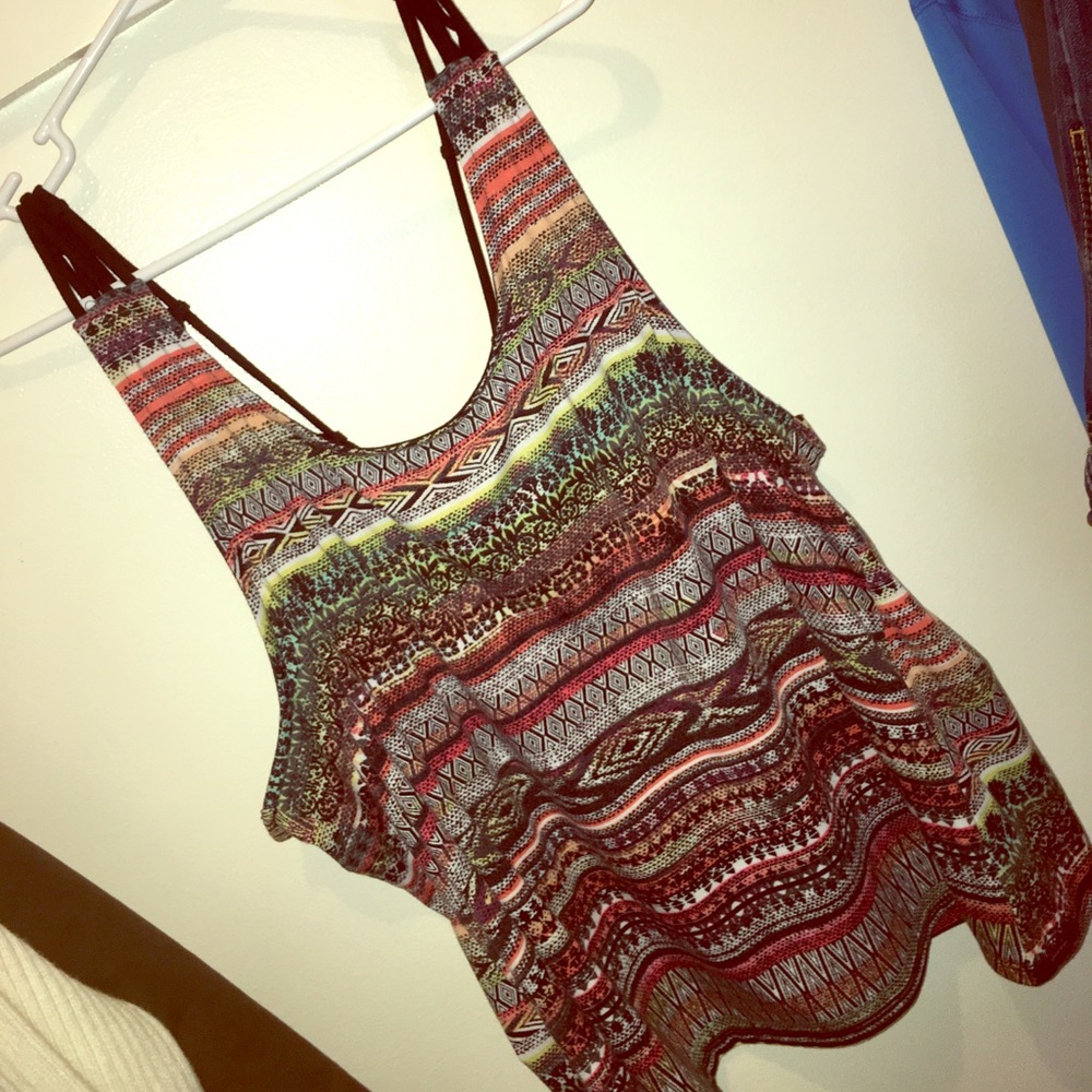 Plus size Aztec top with cut-out back