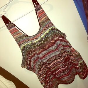Plus size Aztec top with cut-out back
