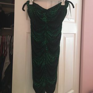 Green animal print tube dress