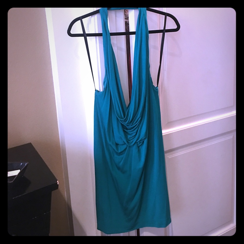Bebe ladies teal backless dress