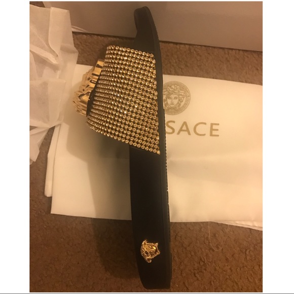 versace rhinestone slides
