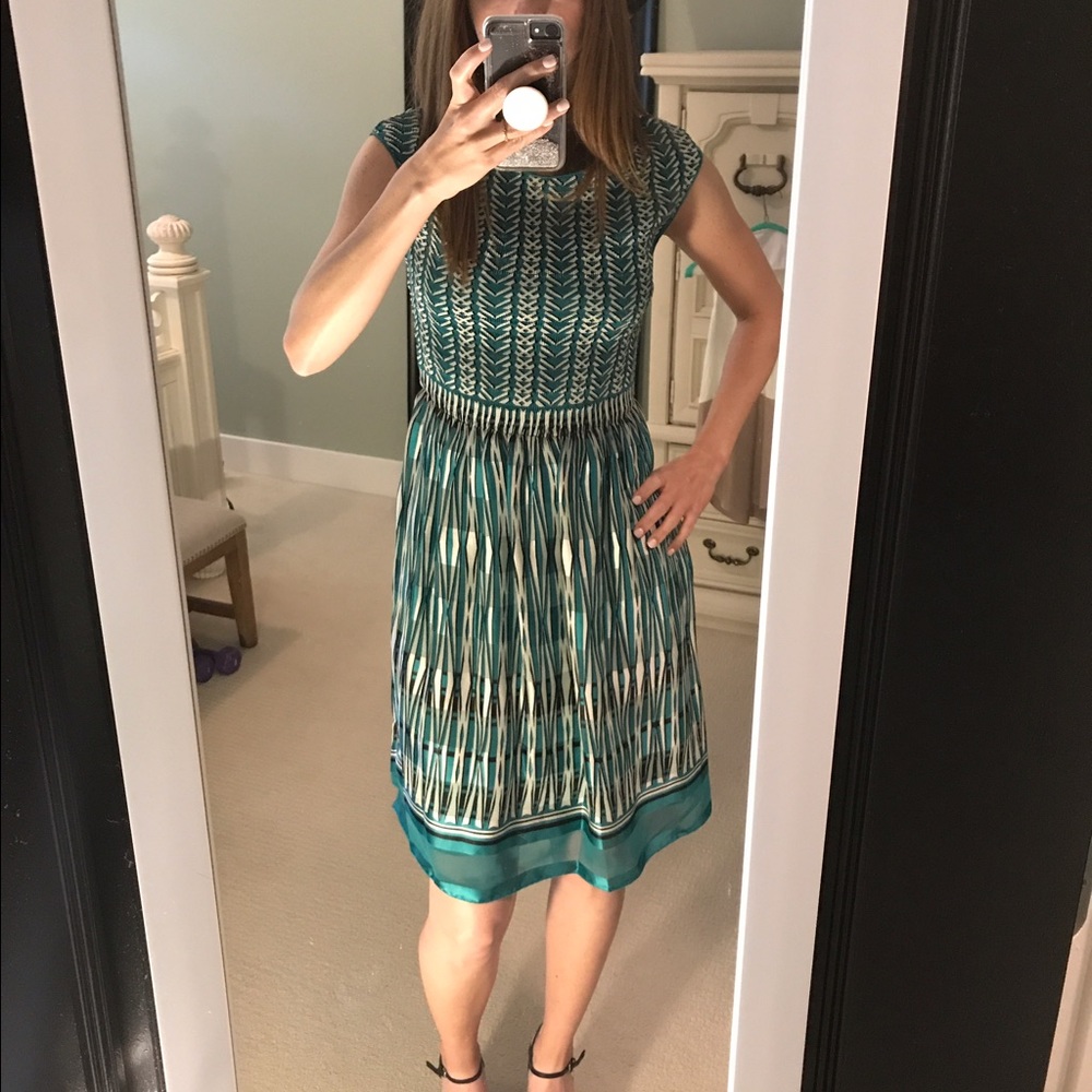 green/black geometric patterned Max Studio dress