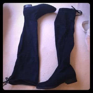 Navy over the knee boots