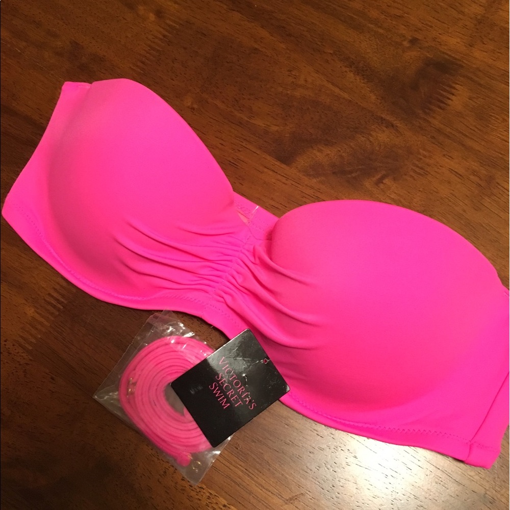 Pink swim top with straps