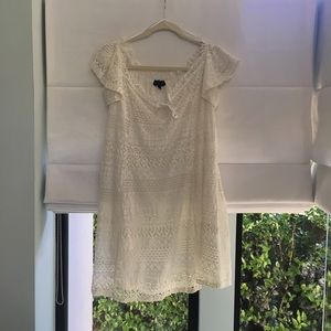 Top shop white eyelet mini dress. Off shoulder