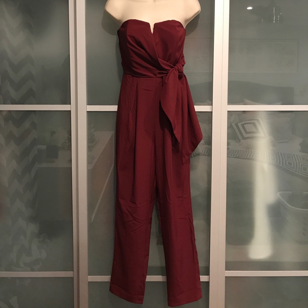 Burgundy pant suit romper brand new tags still on