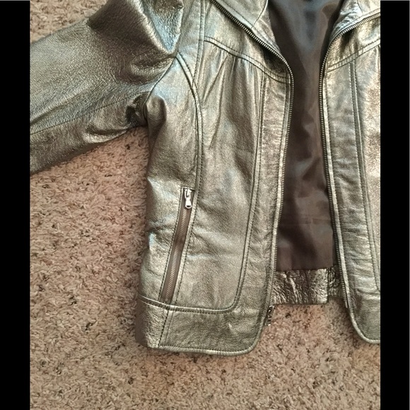 Genuine Leather Gold Jacket - Picture 2 of 3