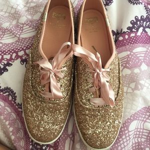 Jess Kate spade rose gold glitter sneakers