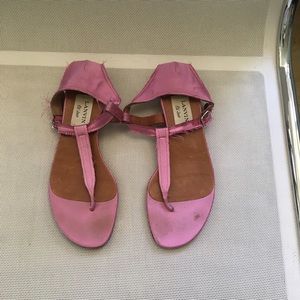 Distressed lanvin pink satin sandals