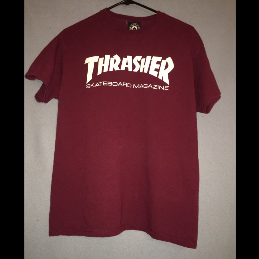 Maroon Thrasher Skate Magazine T-Shirt - medium