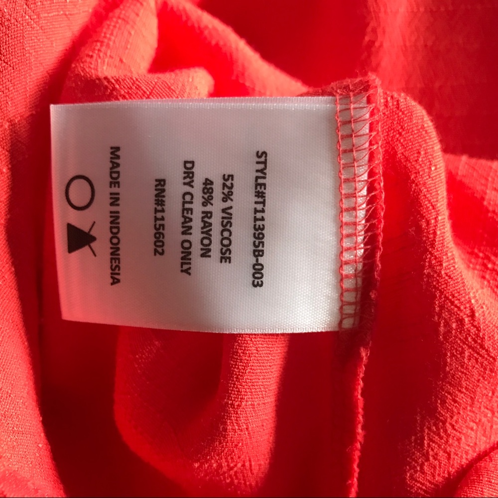 Lush Sleeveless Deep V-Neck Blouse – Coral Red | Size M | High-Low Hem - Picture 5 of 5