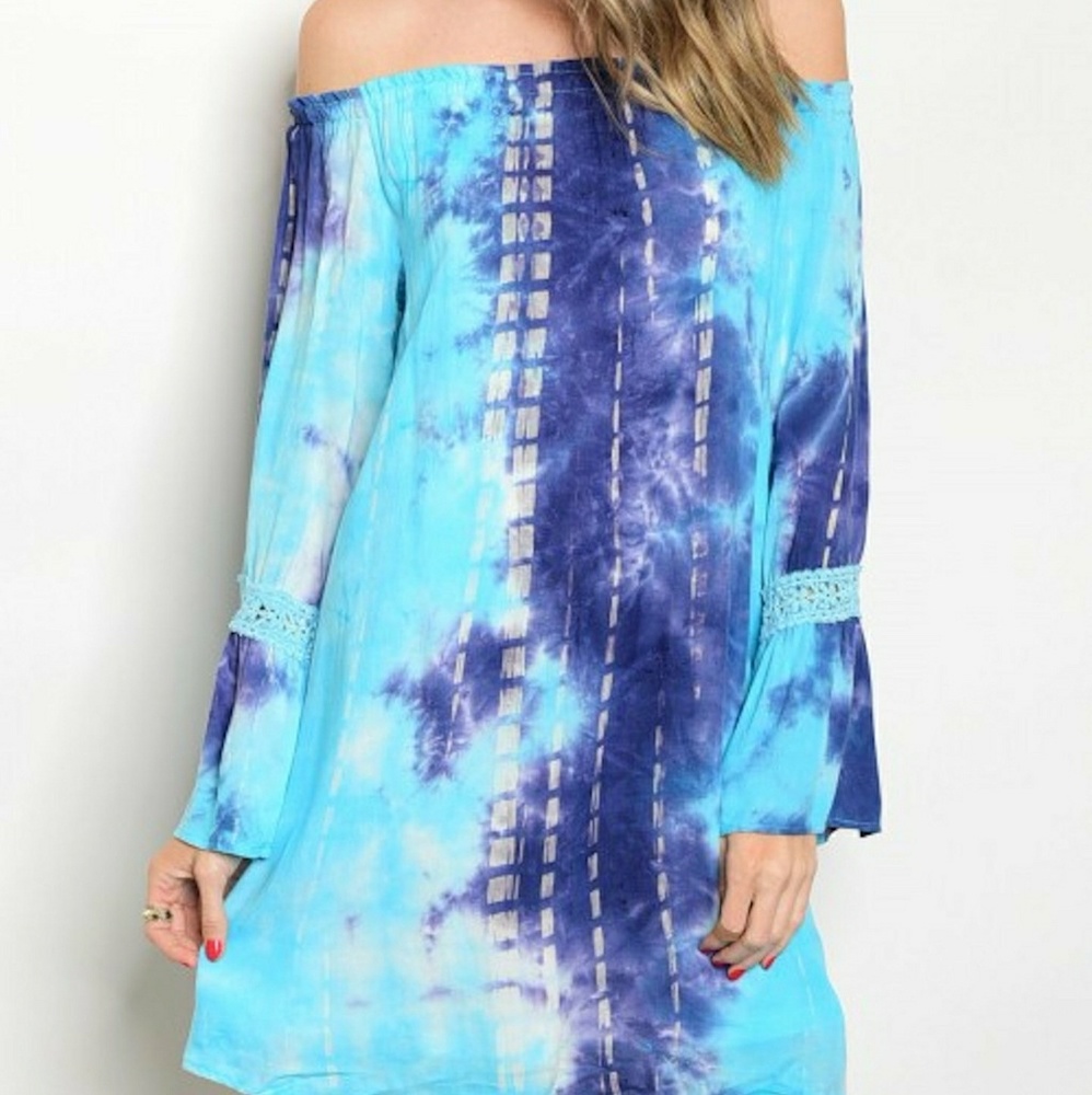 5/$25 New arrival Tie Dye off shoulder tunic dress