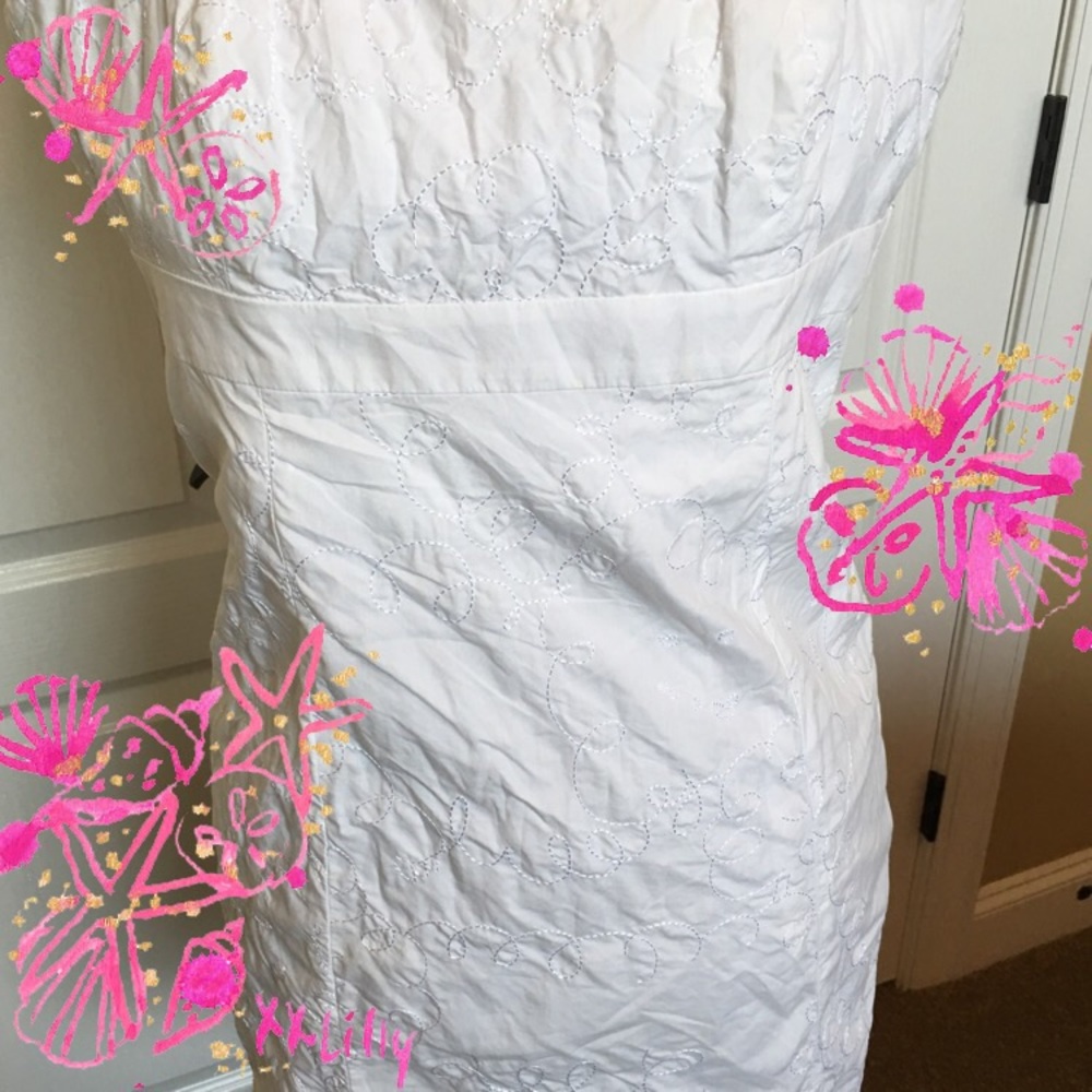 Lilly Pulitzer white embroidered strapless dress