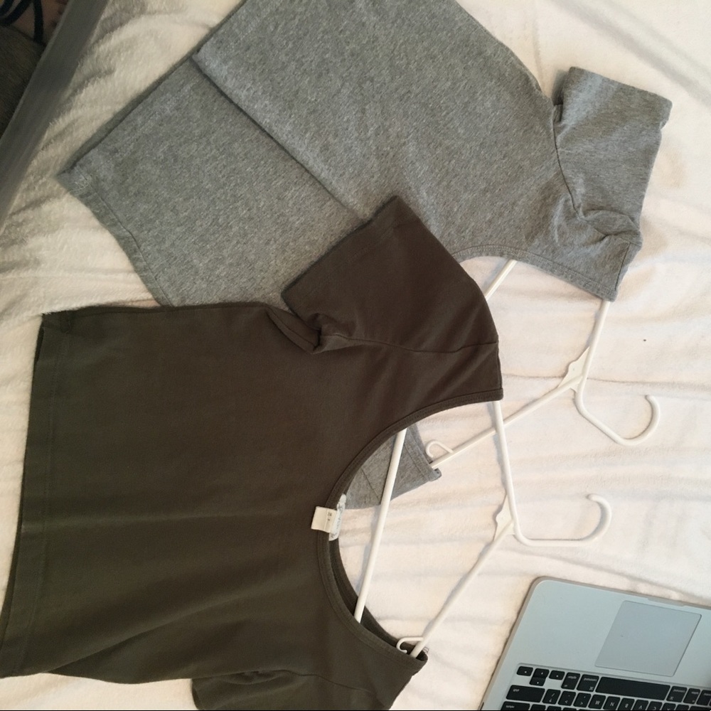 Gray and army green crop tops!