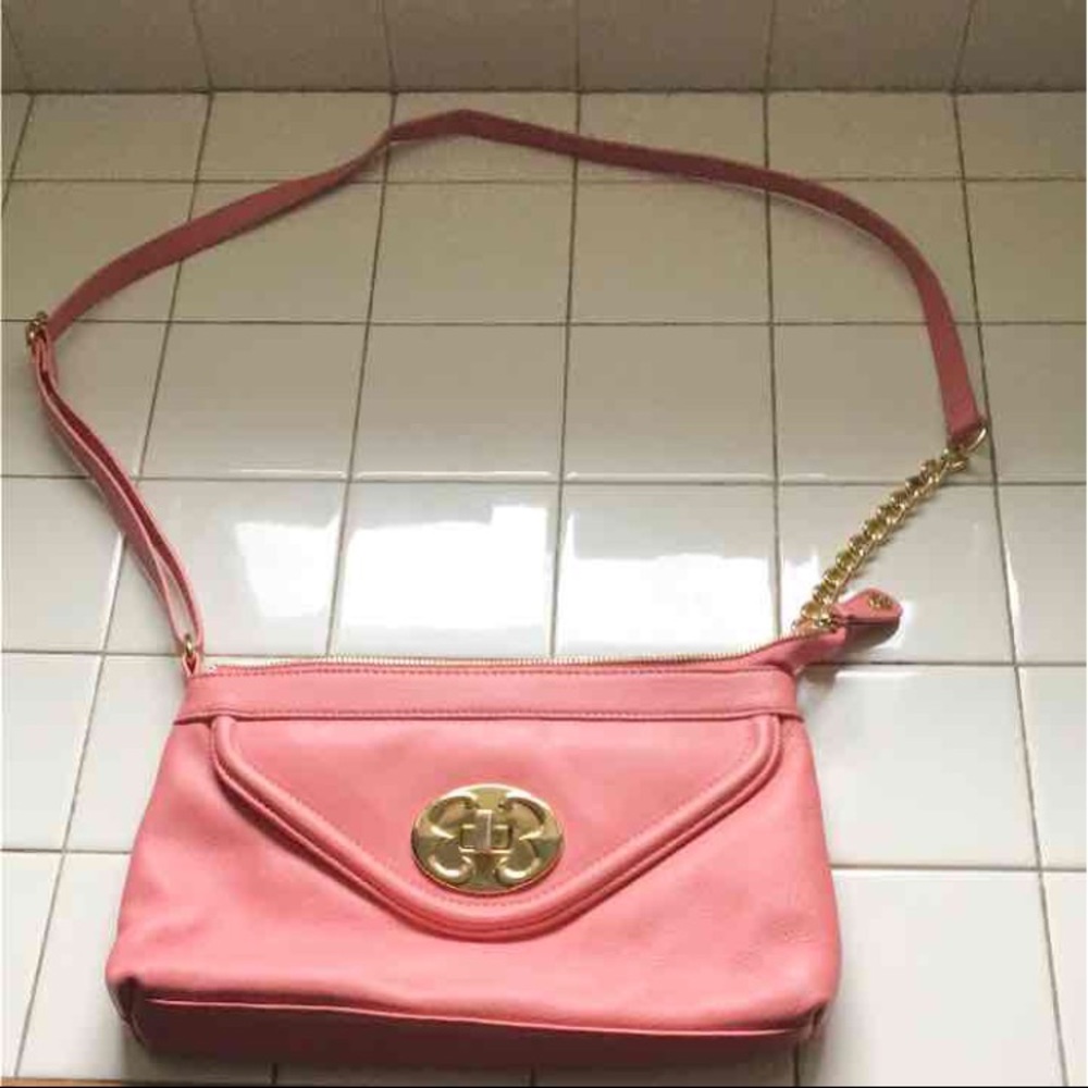 Emma Fox pink leather cross-body purse
