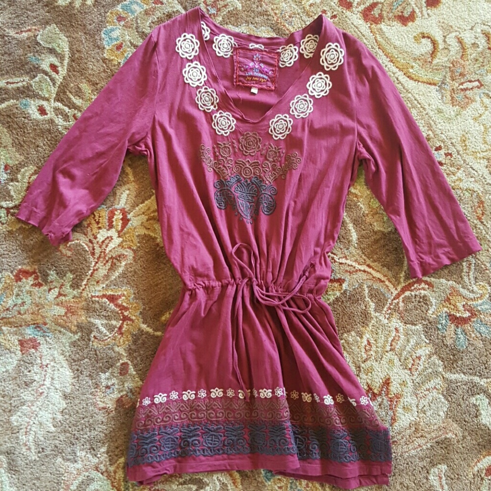 JWLA Emroidered cinch waist shirt dress