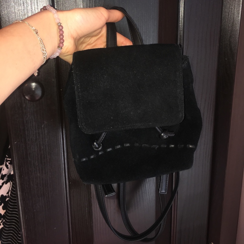Mini black suede backpack
