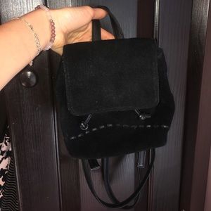 Mini black suede backpack