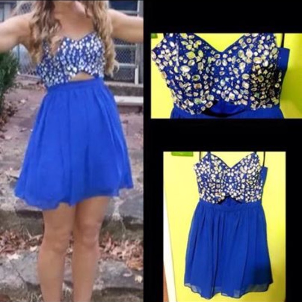 Royal blue homecoming dress.