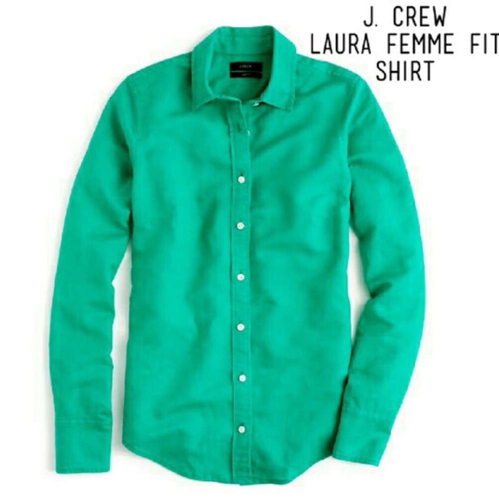 Green J.Crew Button up Laura Femme Fit