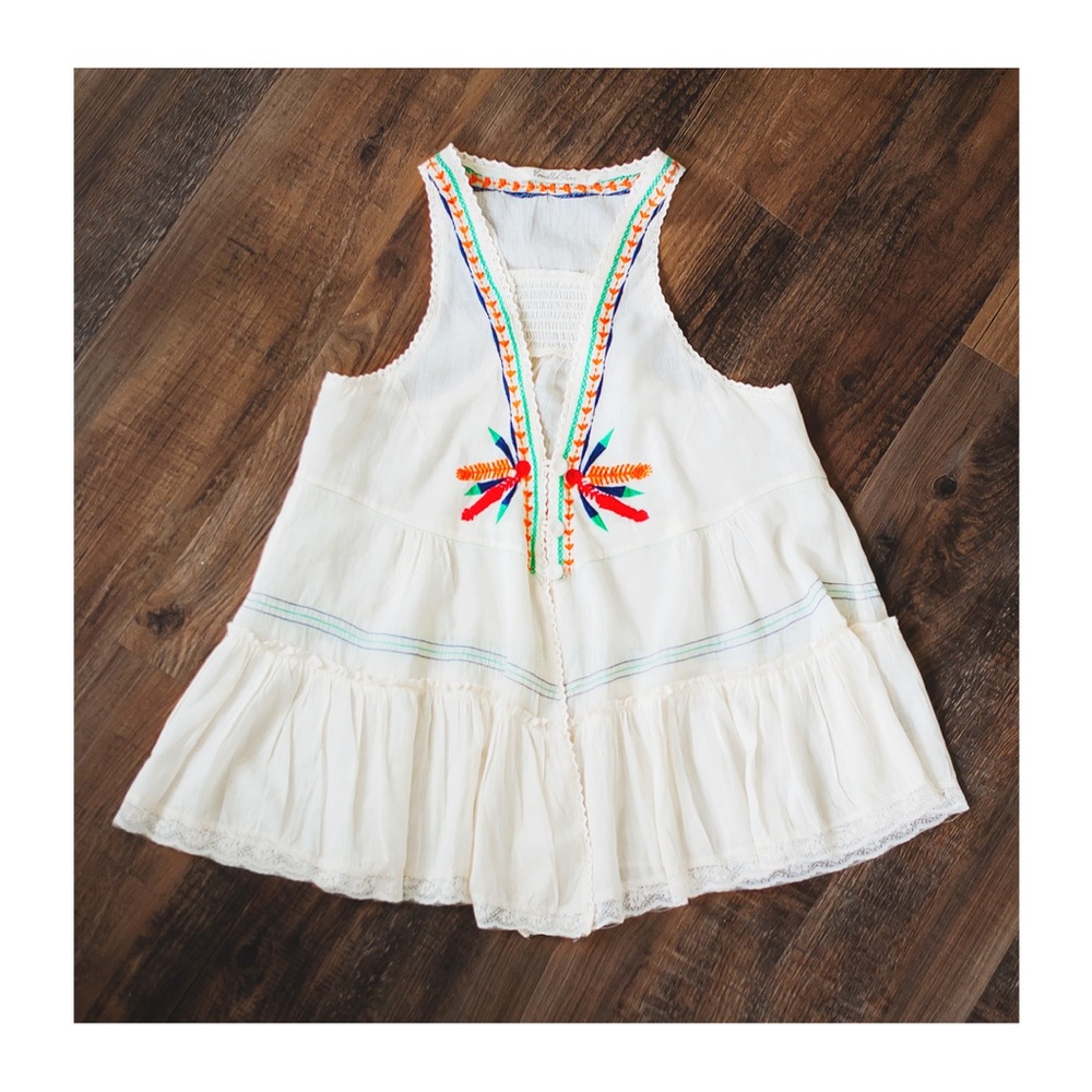 Embroidered Babydoll Tank Top