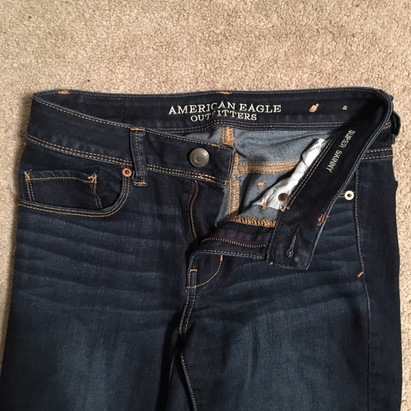 Dark Wash Skinny Low Rose American Eagle Jeans - Picture 4 of 6