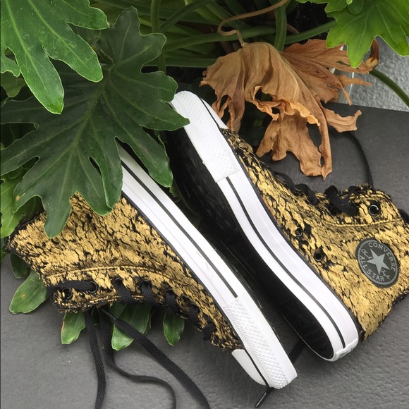 Converse All Star chuck gold/black/faux. AUTHENTIC - Picture 5 of 8