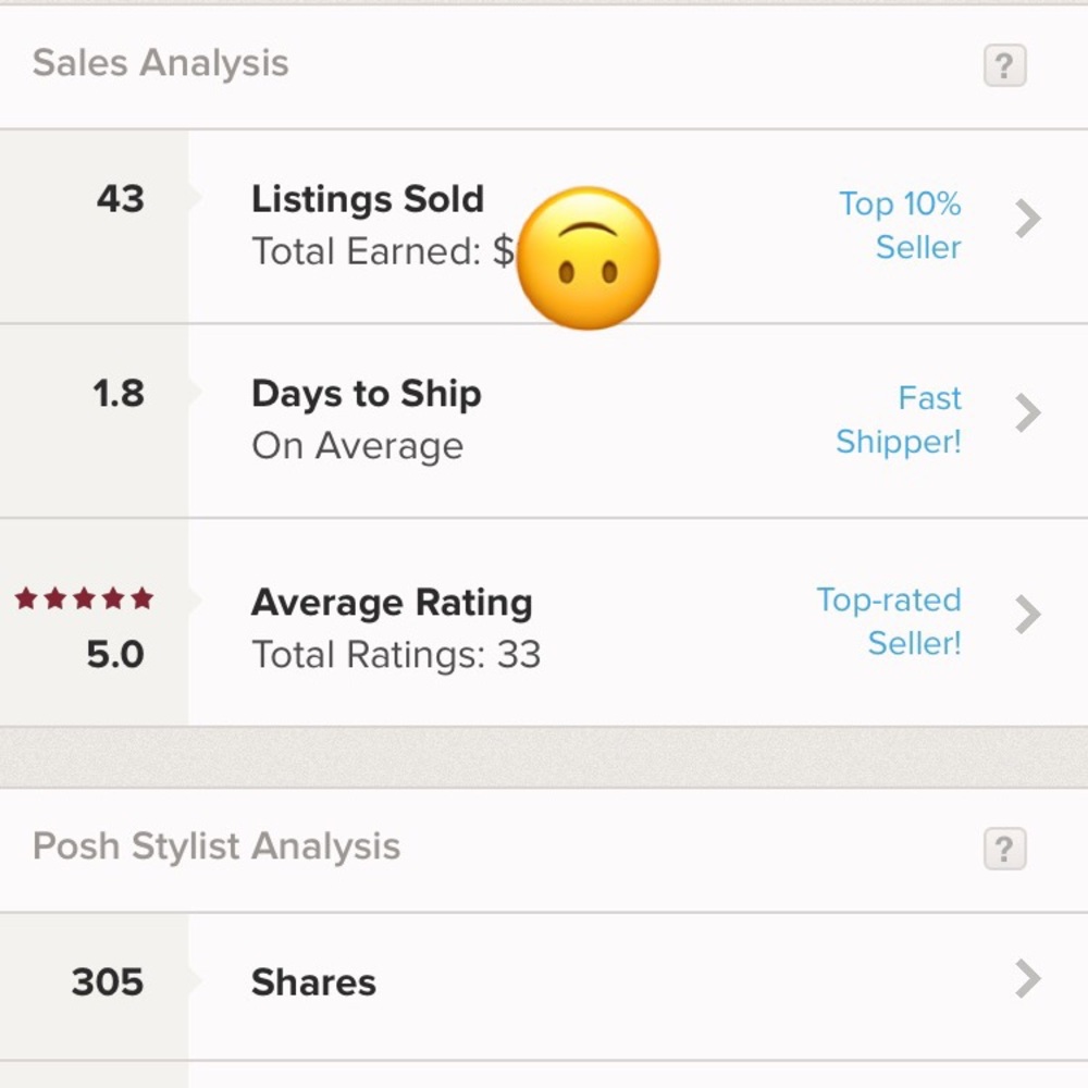 Posh stats and buyer comments😍