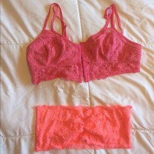 2 pink bralettes