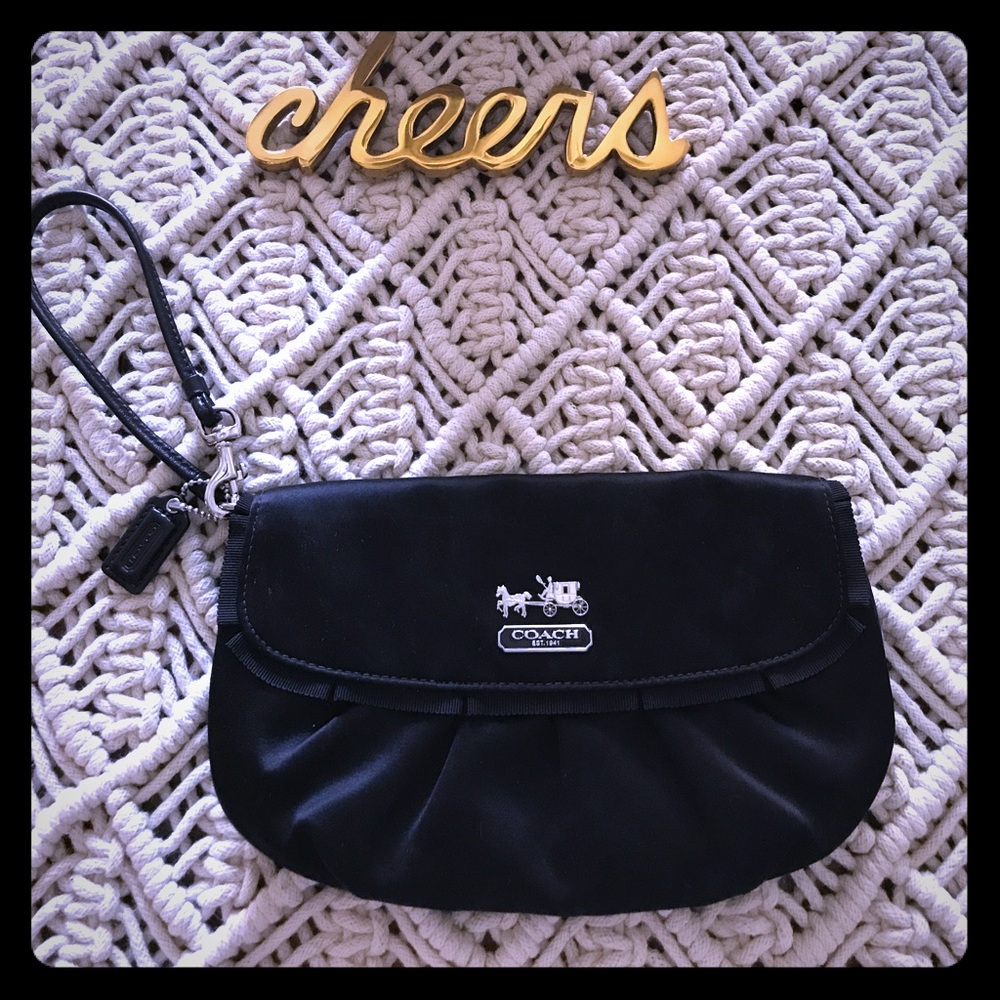 Black satin classic Coach clutch