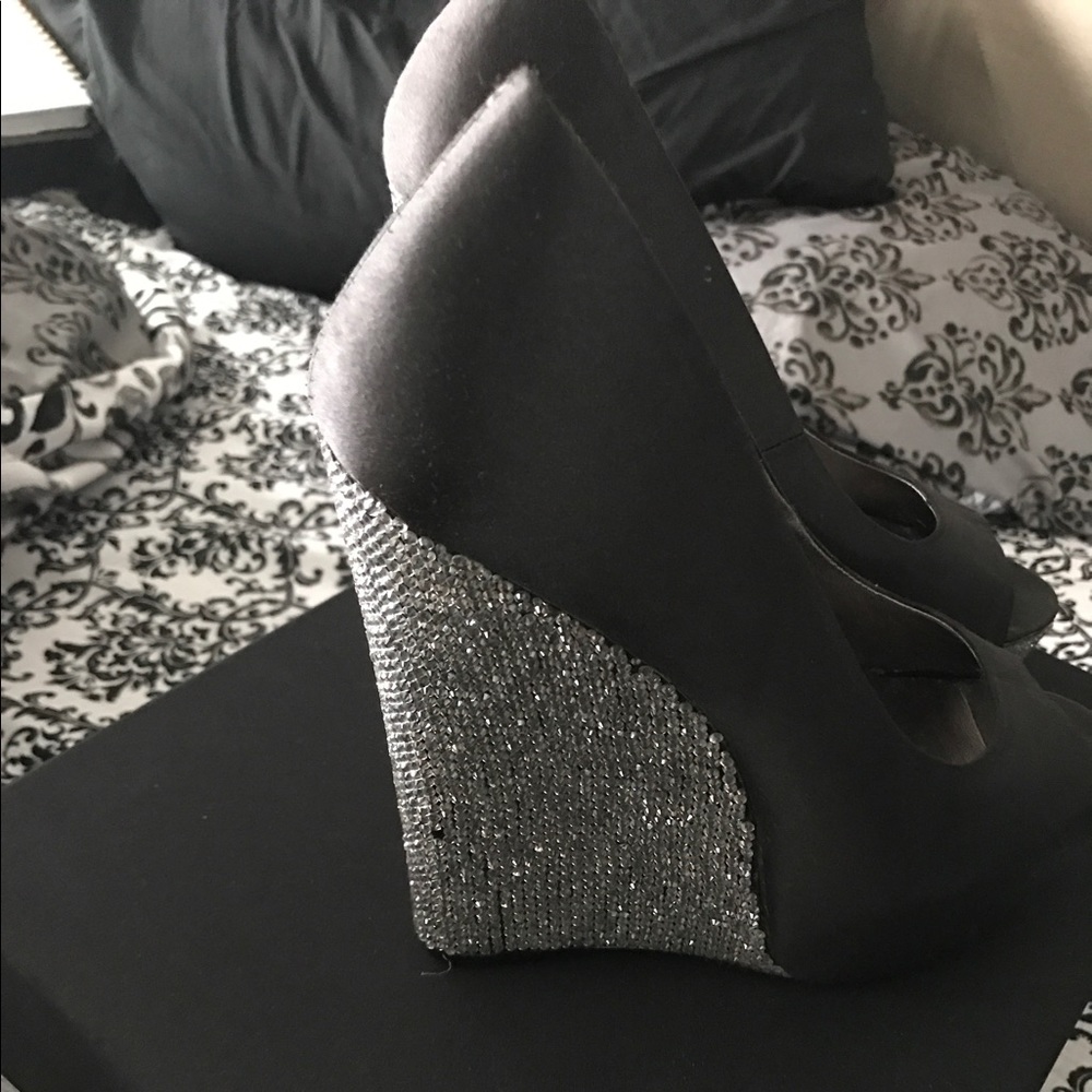 Zigi rhinestone platform satin shoe