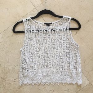 Crochet white crop top