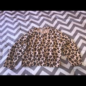Zara Leopard Cropped Sweatshirt - Size S