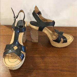 Leather Born Crown Strappy Chunky Pumps