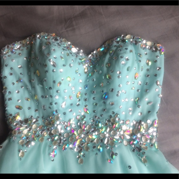 Blue Sequin Prom Dress - Picture 3 of 6