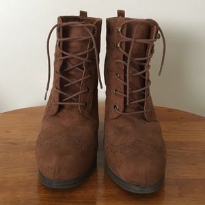 Wedged lace up booties size 10