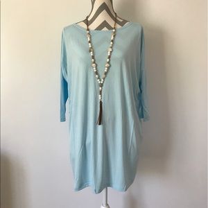 Light Blue Piko 3/4 Sleeve Tunic