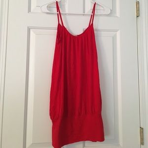Long red tank top