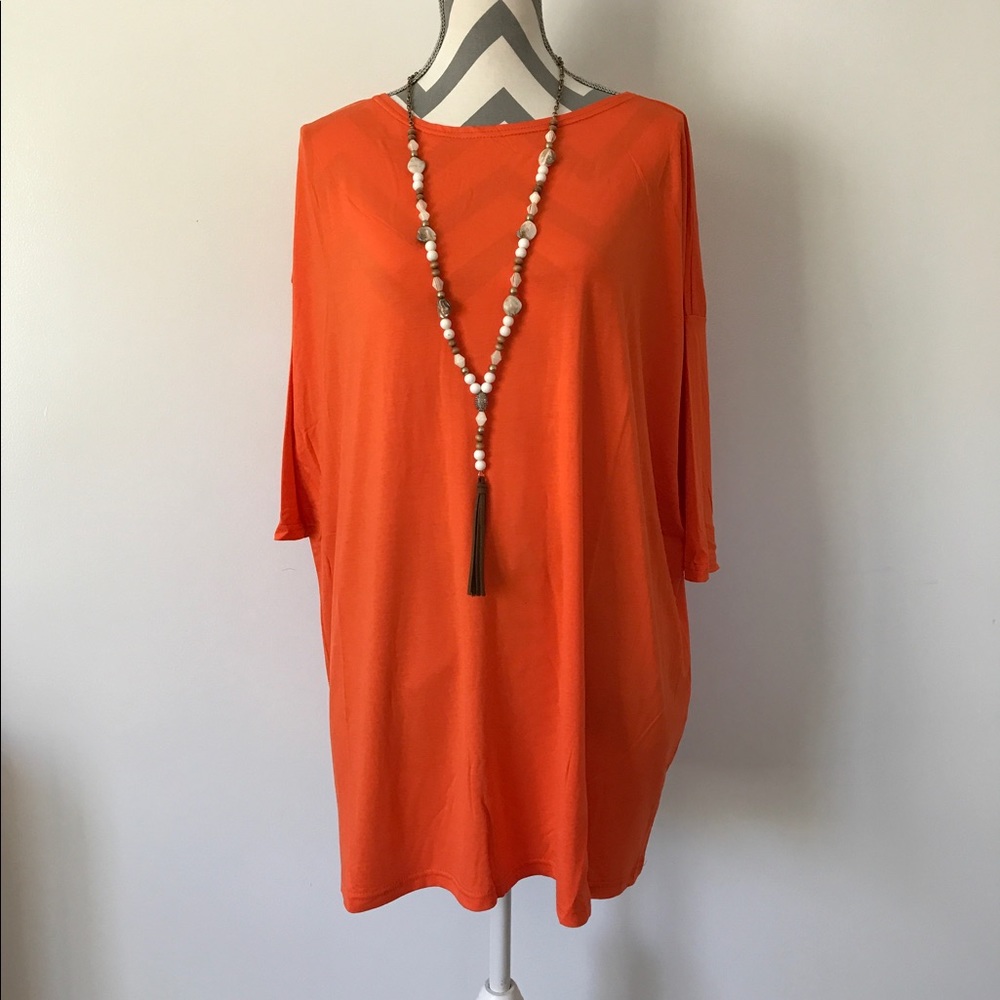 Orange Piko 3/4 Sleeve Tunic