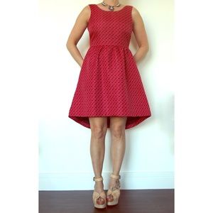 Lily Wang fit and flare dress with high/low hem