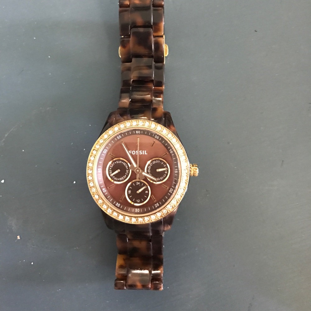 Fossil Tortoise Shell/Gold Watch - image 3