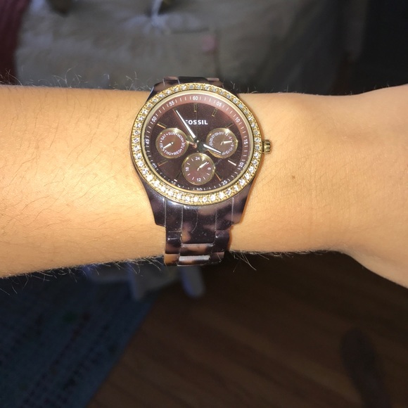 Fossil tortoise shell/gold watch - Picture 2 of 3