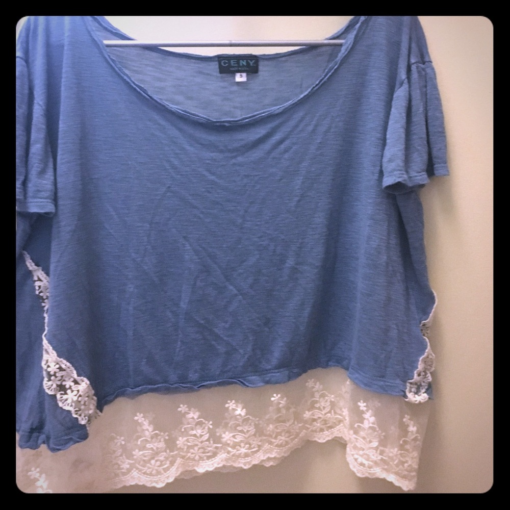 Dusty Blue Lace top!