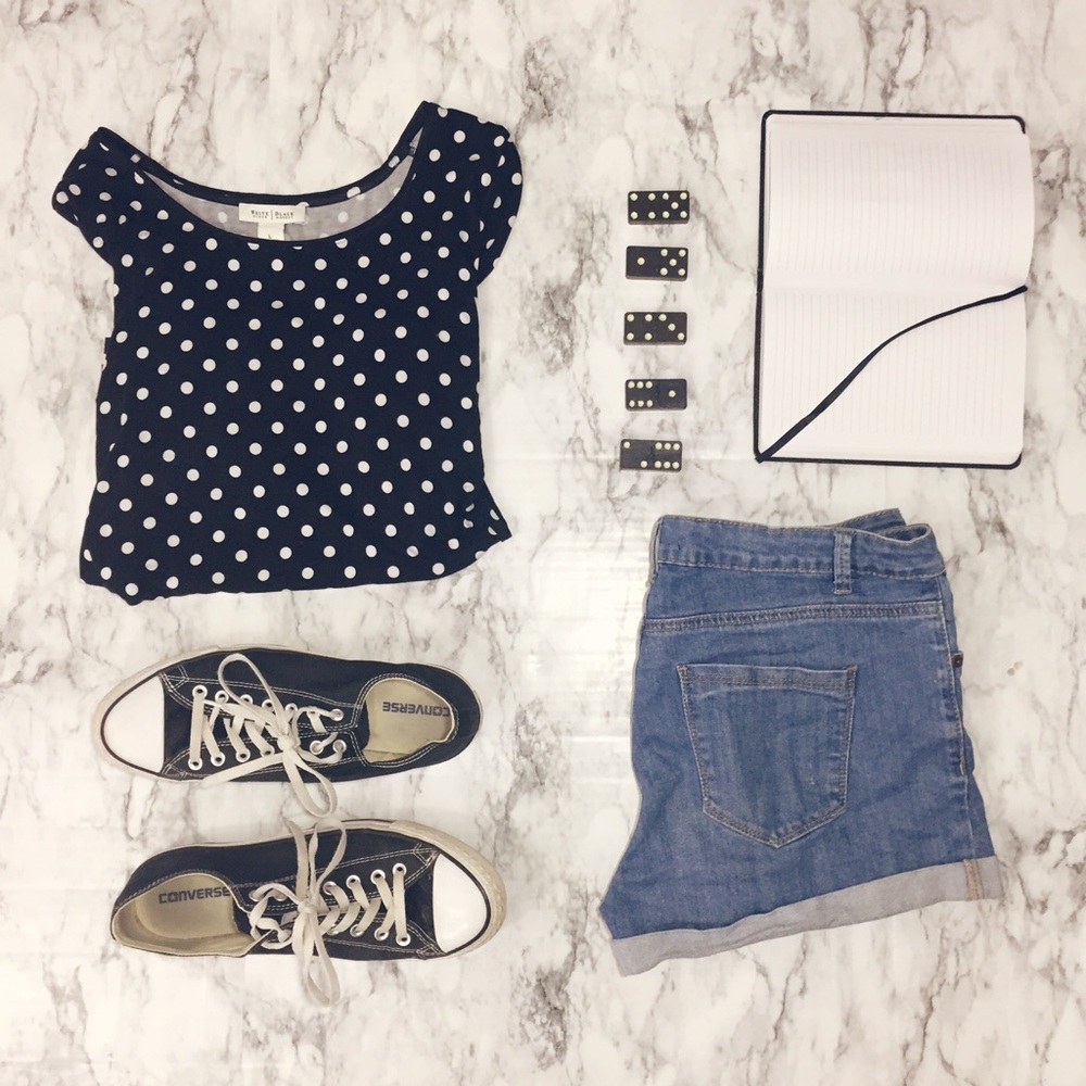 Black Sheer Black w/ White Polka Dot Top