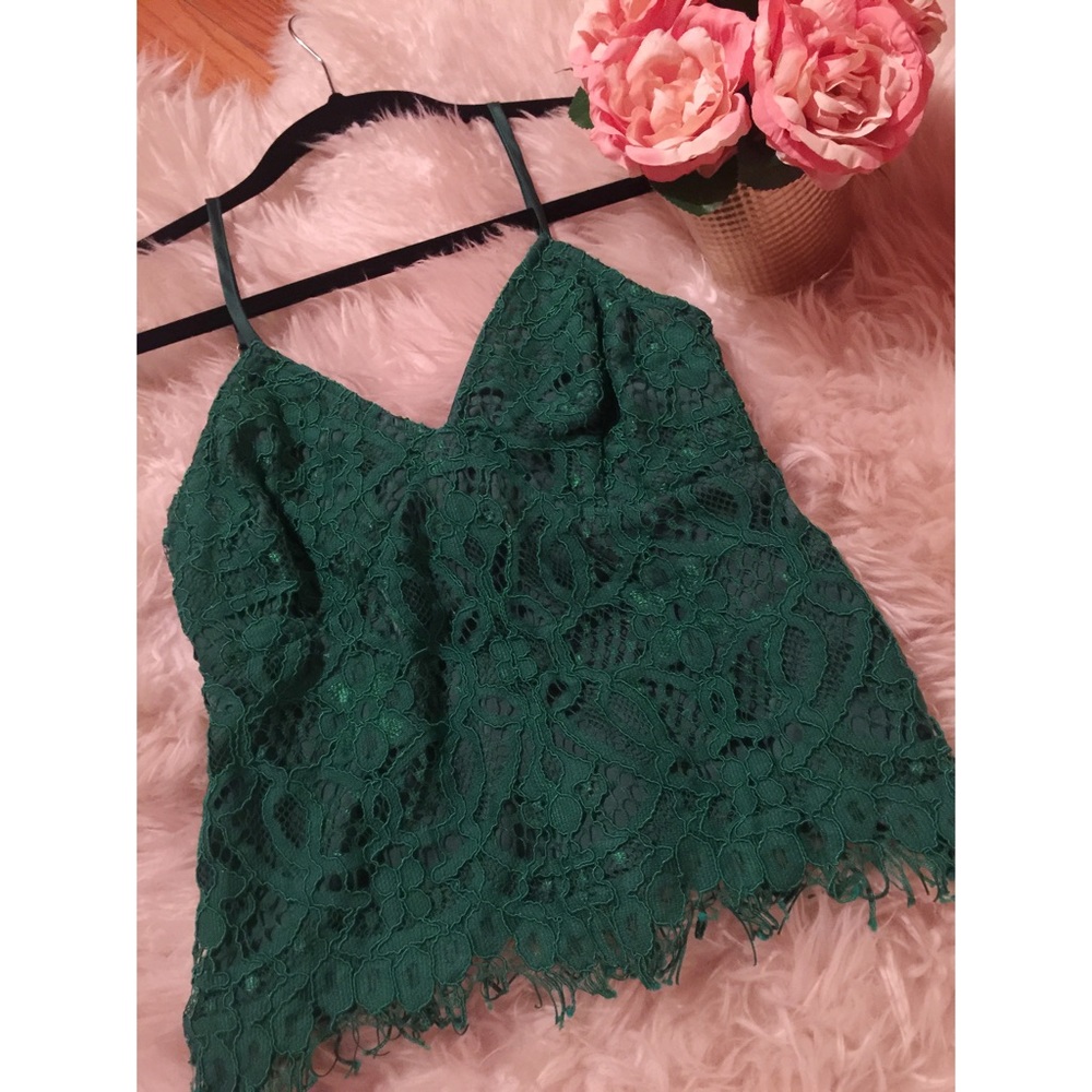 Green lace tank top