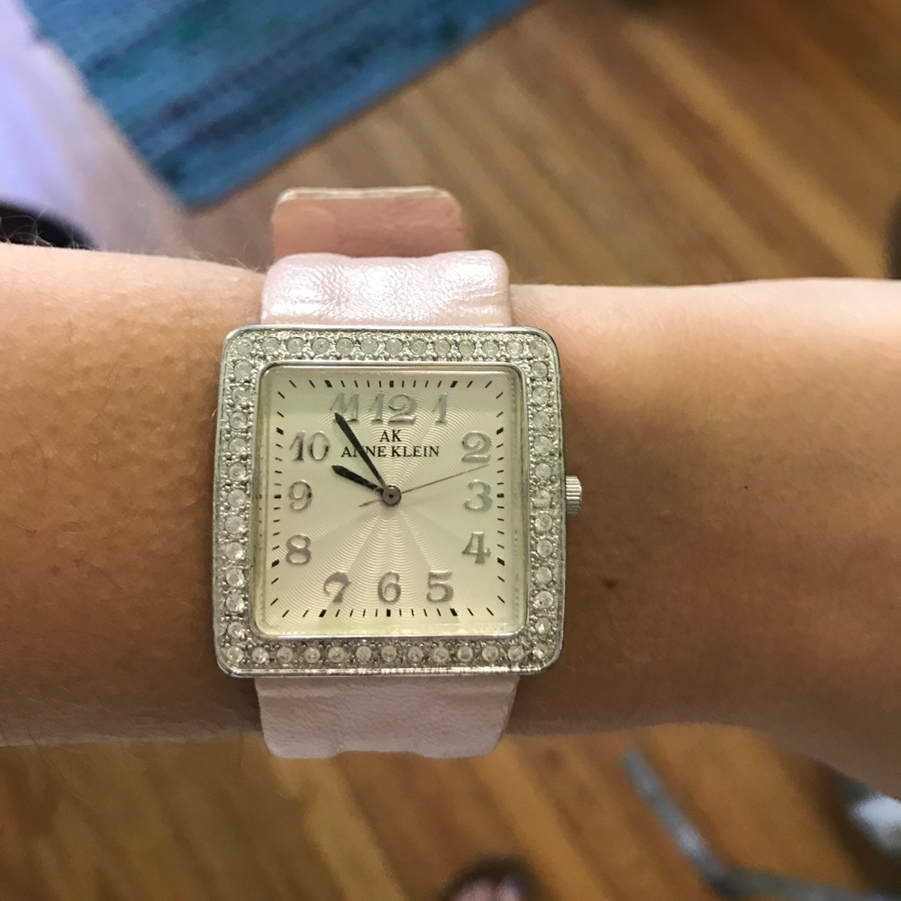 Anne Klein light pink leather watch