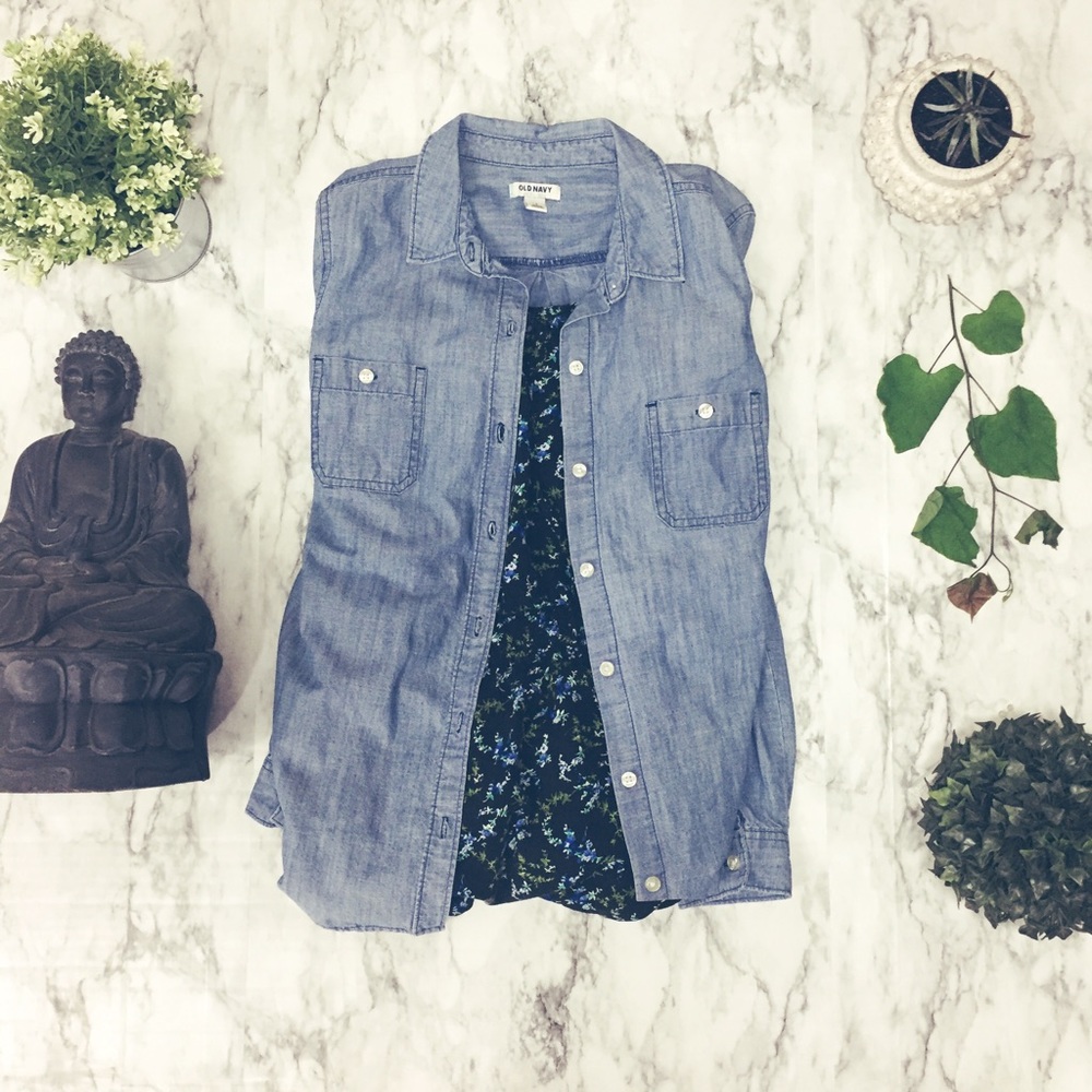 Denim Blue Button Down Long Sleeve Shirt