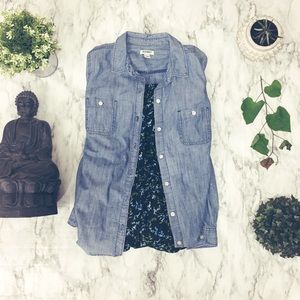 Denim Blue Button Down Long Sleeve Shirt