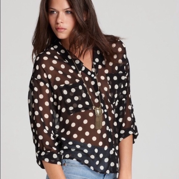Free People Tops - Free People sheer polka dot blouse top shirt