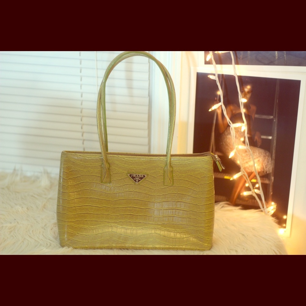 Lime Prada bag.